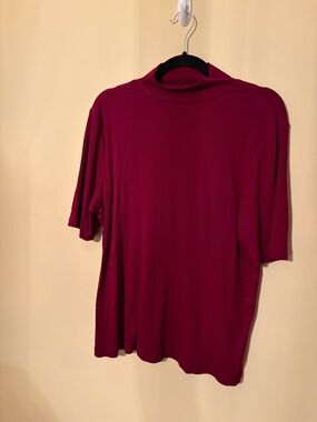 LOFT Ribbed Mock Neck Top - Berry Pink